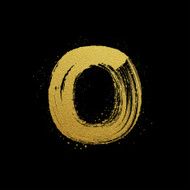 Gold glittering brush hand painted letter O