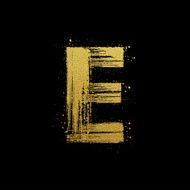Gold glittering brush hand painted letter E