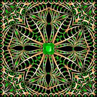illustration background with gold jewelry patterned cross and precious stones