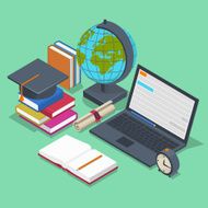 Isometric education vector concept 3d back to school background in N2