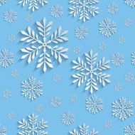 Abstract 3d Seamless Pattern with Snowflakes
