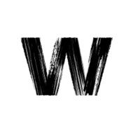 Letter w hand drawn with dry brush Lowercase