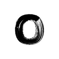 Letter O hand drawn with dry brush