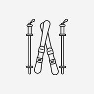 Ski board line icon N5