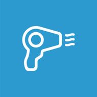 hairdryer icon isolated white on the blue background
