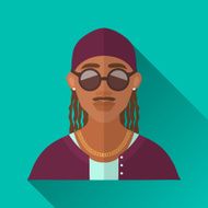 African american rapper square flat icon