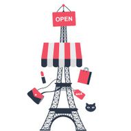 concept design flat vector icon glamour eiffel tower in Paris