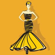 Woman in a yellow evening dress
