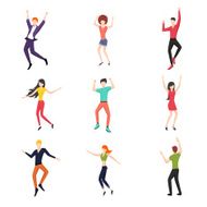 Set of dancing people in flat style