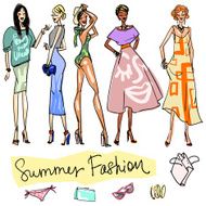 Summer Fashion hand drawn doodles N2