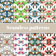 Abstract multicolored seamless patterns set