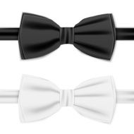 Realistic white and black bow tie