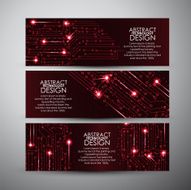 Vector banners set with Abstract red lights technology background