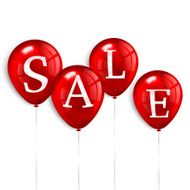 Red flying party balloons with text SALE N4