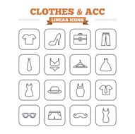 Clothes and accessories linear icons set Thin outline signs Vector N3