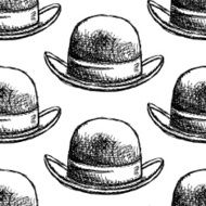 Sketch retro gentelmen hat vector seamless pattern