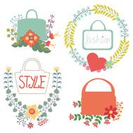 Vector floral arrangement with handbags Cute Vintage set