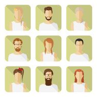 Man and woman vector avatar set in modern flat style