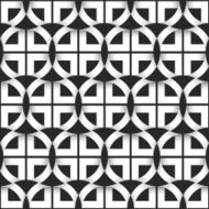 Geometric seamless pattern of black and white circles