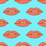 Sketch sexy lips in vintage style