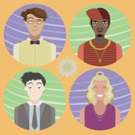 Set of four cartoon avatars - men 02
