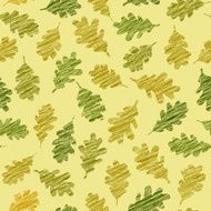 Seamless pattern with scratched oak leaves Autumn texture