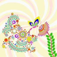 Butterfly with flowers background made of acrylic watercolor N6
