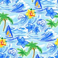 Hawaiian waves seamless pattern