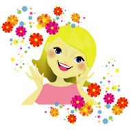 Girl with flowers isolated on white backgroud