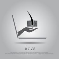 hand hold hair from laptop vector icon