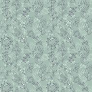 Seamless grey texture with flowers