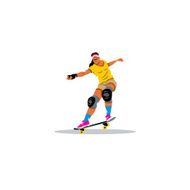 Skateboarder girl jumping sign Vector Illustration N2