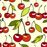 Seamless pattern with decorative cherries