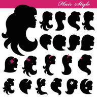 Girl face silhouette set Profiles Hair style Logo