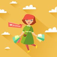 Stylish woman holding a lot of shopping bags