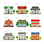 Cute houses in flat style