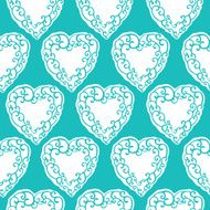Seamless pattern with decorative doodle ornamental hearts