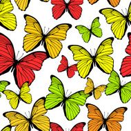Seamless pattern with bright colorful butterflies isolated on white background N2
