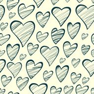 Seamless pattern with outline decorative hearts