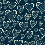 Seamless pattern with outline decorative hearts N2