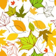 Seamless pattern with stylized colorful autumn leaves N2