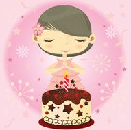Cute girl making wishes on her birthday