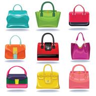 Multi-coloured fashion women&#039;s handbagon white background