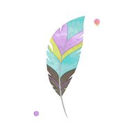 Vector Set of Watercolor Style Feathers N2