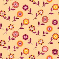 Seamless retro pattern of different colored summer flowers N3