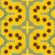 Spring background tile with flower waves on blur green area