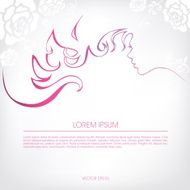 Abstract background with silhouette of a curly girl colour