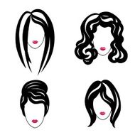 Hair styly set Woman silhouettes collection Female beauty icons