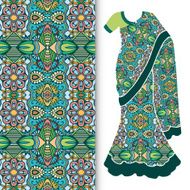 Decorative stylized Indian sari women&#039;s ethnic dress with seamless