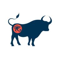 Isolated vector icon dark blue bull with stigma Egyptian eye